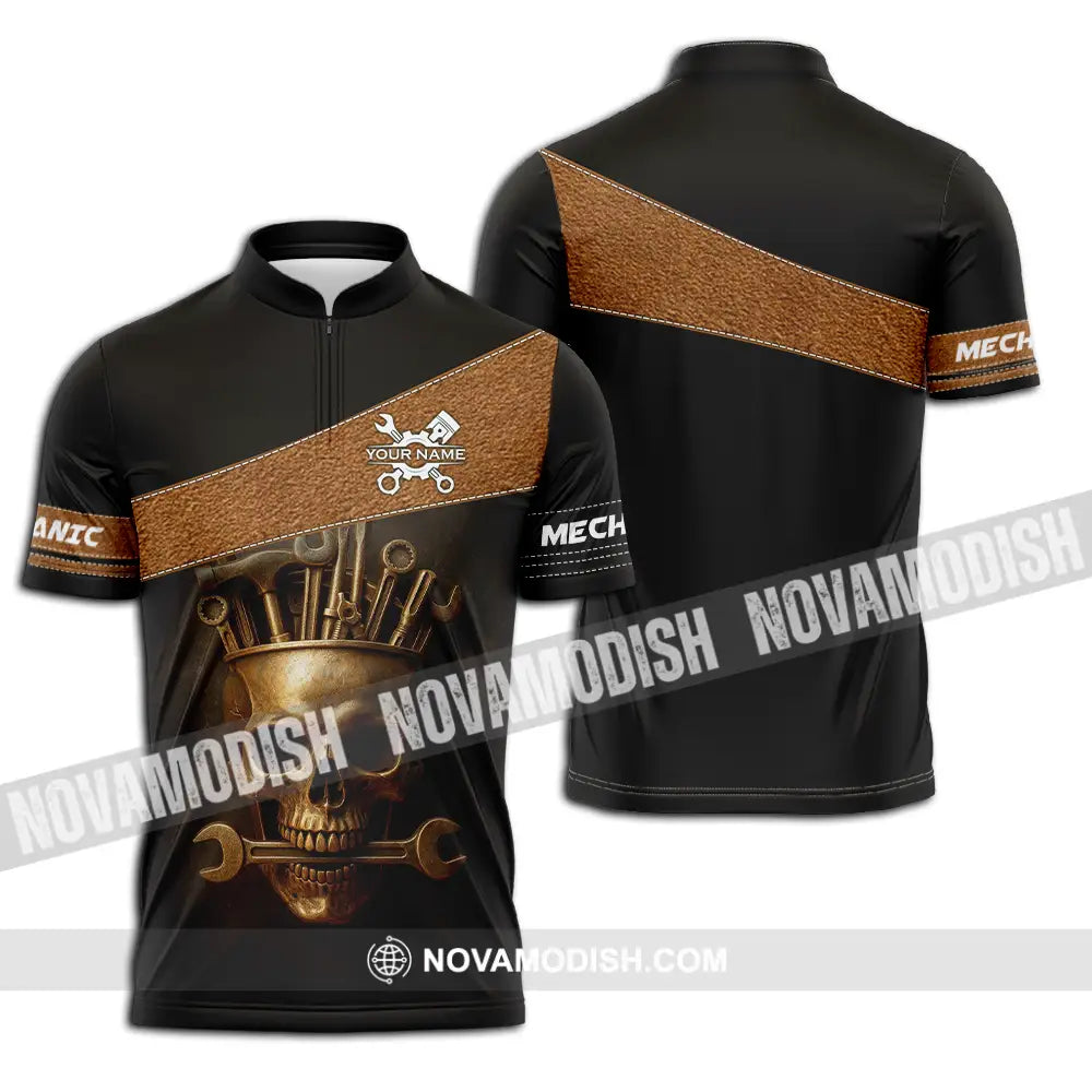 Unisex Shirt - Custom Mechanic Shirt Zipper Polo Shirt / S T-shirt