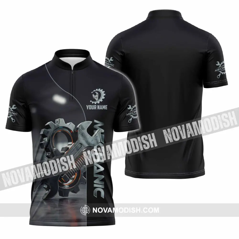 Unisex Shirt - Custom Mechanic Shirt Zipper Polo Shirt / S T-shirt