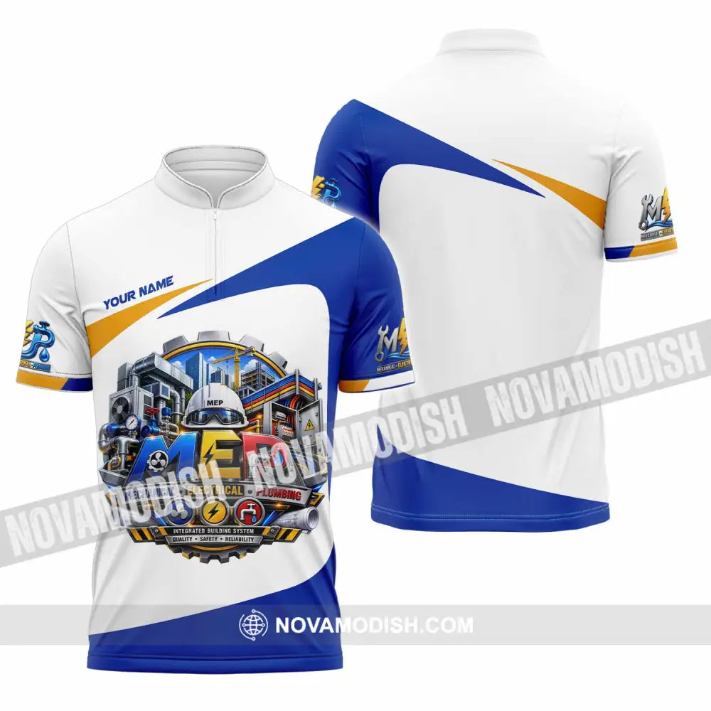 Unisex Shirt - Custom Mechanical Electrical Plumbing Shirt - Zipper Polo Shirt / S - T-shirt