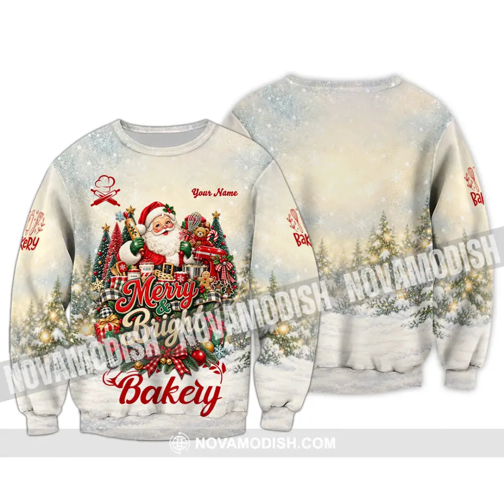 Unisex Shirt - Custom Merry Bright Bakery Shirt - Long Sleeve / S - T-shirt