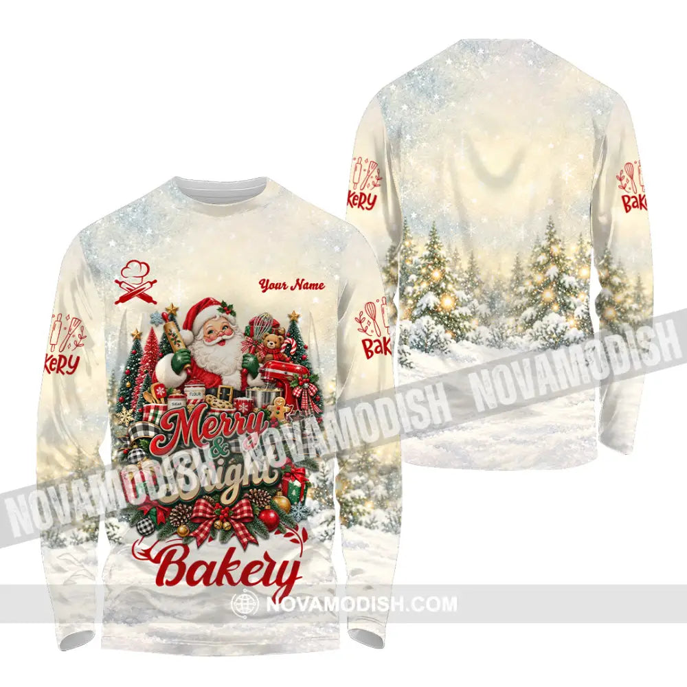 Unisex Shirt - Custom Merry Bright Bakery Shirt - Long Sleeve Shirt / S - T-shirt