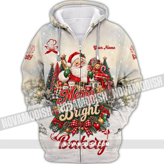 Unisex Shirt - Custom Merry Bright Bakery Shirt - Zipper Hoodie / S - T-shirt