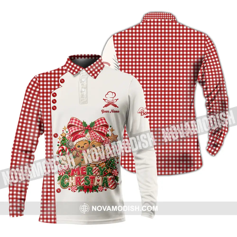 Unisex Shirt - Custom Merry Christmas Shirt - Long Sleeve Polo / S - T-shirt
