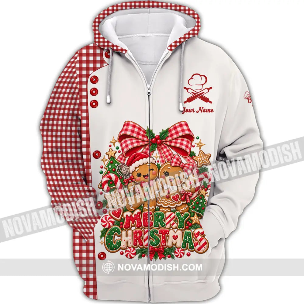 Unisex Shirt - Custom Merry Christmas Shirt - Zipper Hoodie / S - T-shirt