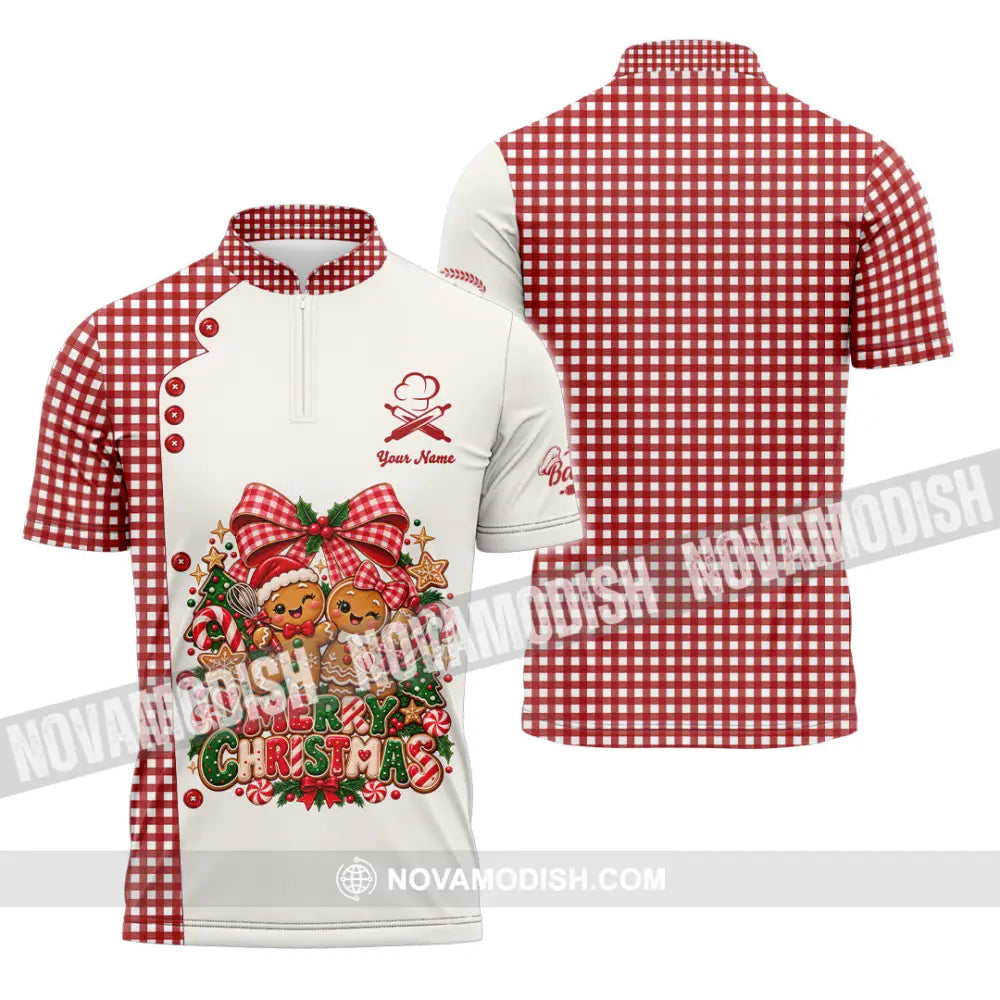 Unisex Shirt - Custom Merry Christmas Shirt - Zipper Polo Shirt / S - T-shirt