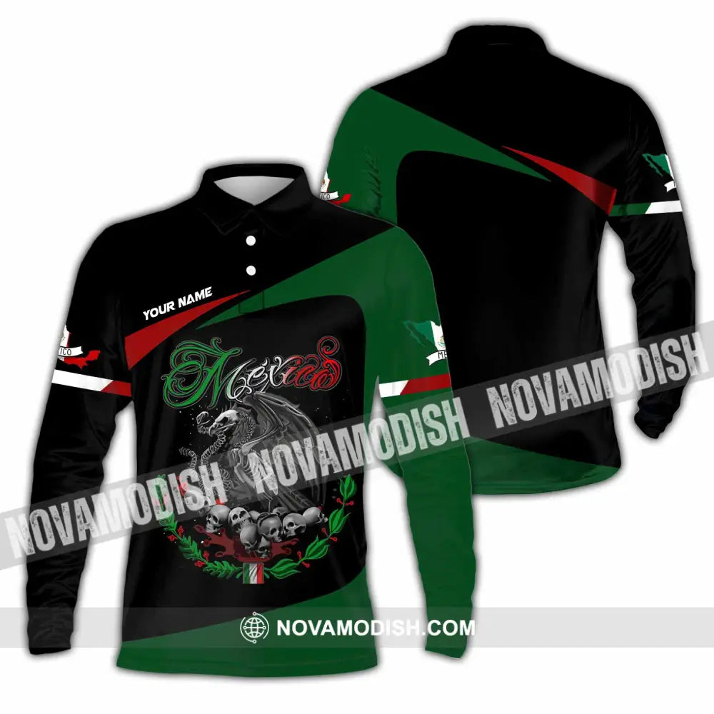 Unisex Shirt - Custom Mexico 3D Shirt Long Sleeve Polo / S T-shirt