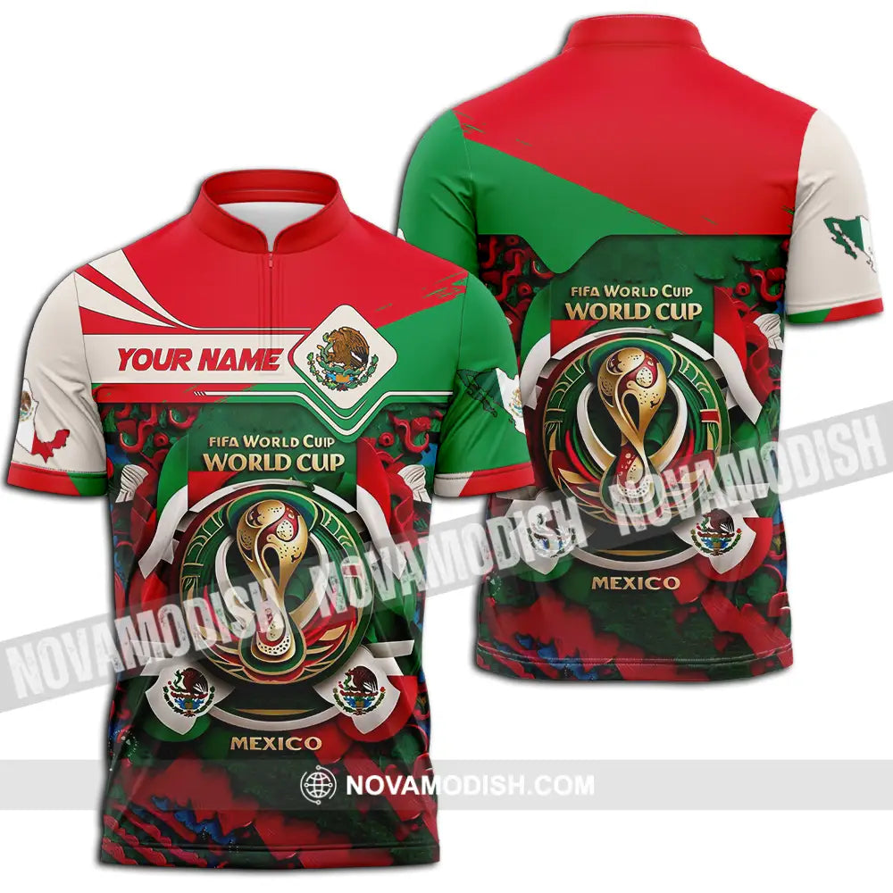 Unisex Shirt - Custom Mexico Fifa Club World Cup 2026 3D Shirt Zipper Polo Shirt / S T-shirt
