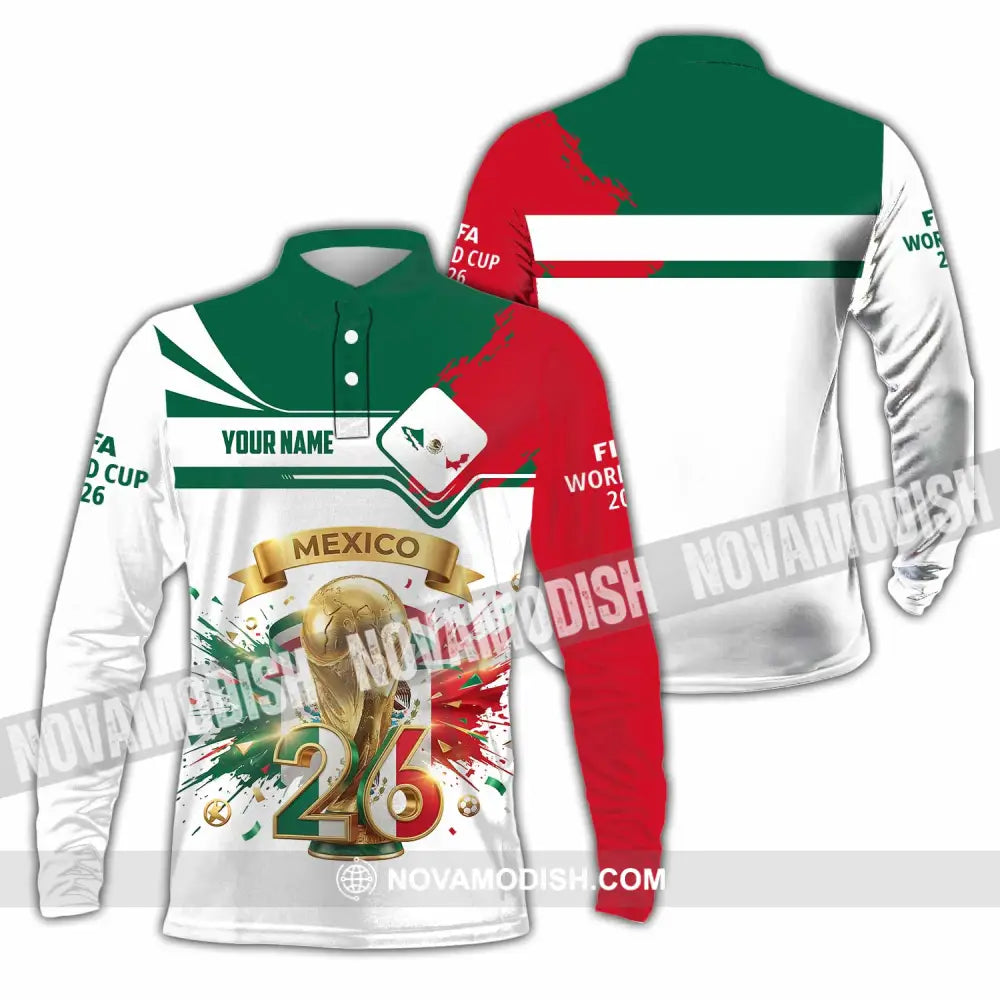Unisex Shirt - Custom Mexico FIFA World Cup 2026 3D Shirt Long Sleeve Polo / S T-shirt