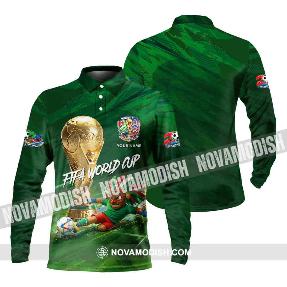 Unisex Shirt - Custom Mexico FIFA World Cup 2026 3D Shirt Long Sleeve Polo / S T-shirt