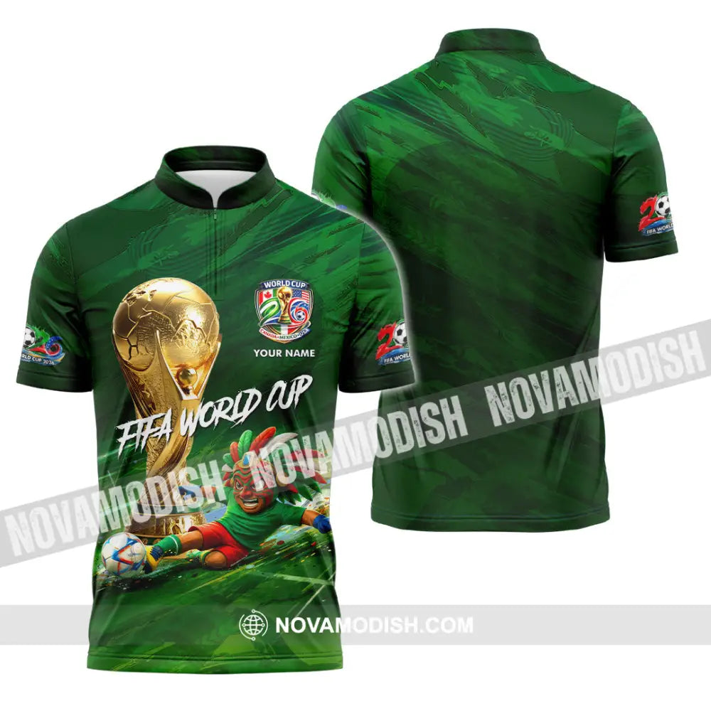 Unisex Shirt - Custom Mexico FIFA World Cup 2026 3D Shirt Zipper Polo Shirt / S T-shirt