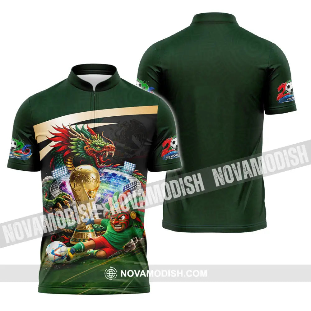 Unisex Shirt - Custom Mexico FIFA World Cup 2026 3D Shirt Zipper Polo Shirt / S T-shirt