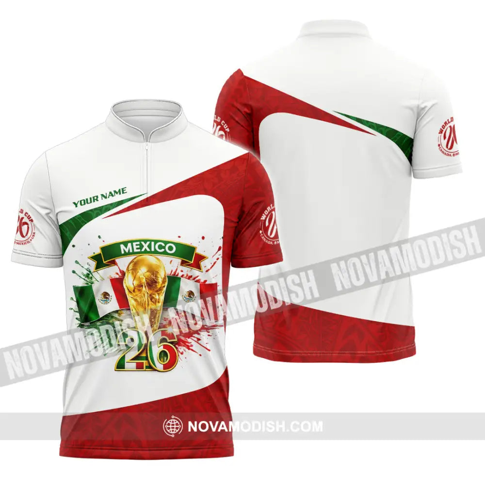 Unisex Shirt - Custom Mexico Fifa World Cup 2026 3D Shirt Zipper Polo Shirt / S T-shirt