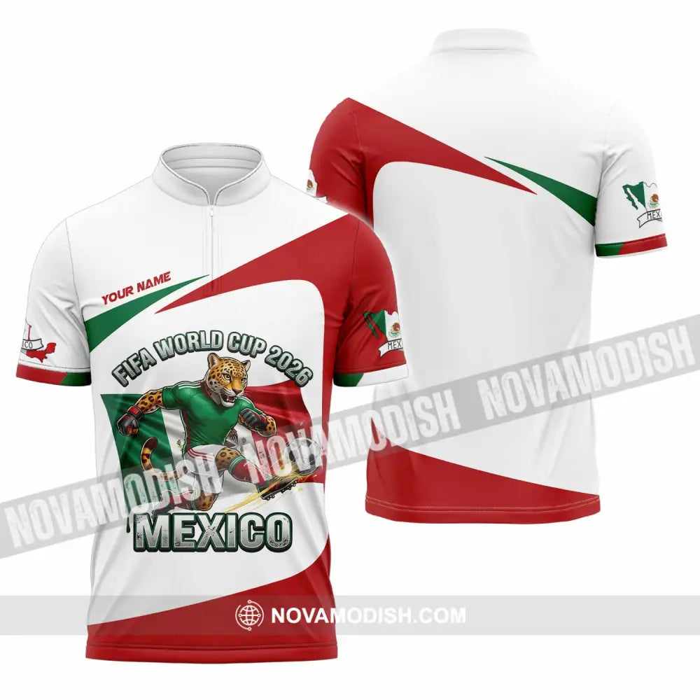 Unisex Shirt - Custom Mexico Fifa World Cup 2026 3D Shirt Zipper Polo Shirt / S T-shirt