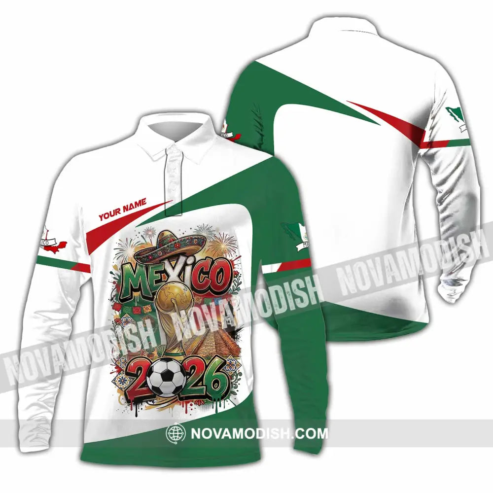 Unisex Shirt - Custom Mexico World Cup 2026 3D Shirt Long Sleeve Polo / S T-shirt
