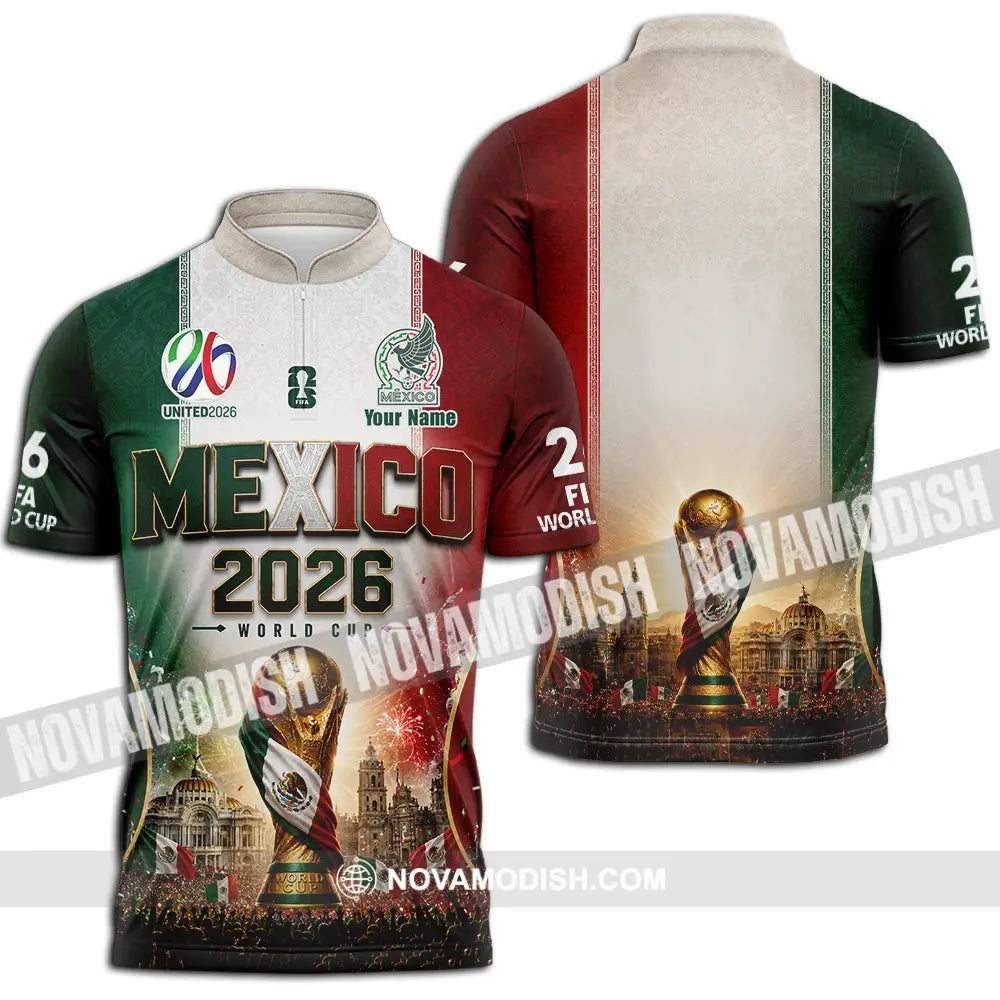 Unisex Shirt - Custom Mexico World Cup 2026 Shirt - Zipper Polo Shirt / S - T-shirt