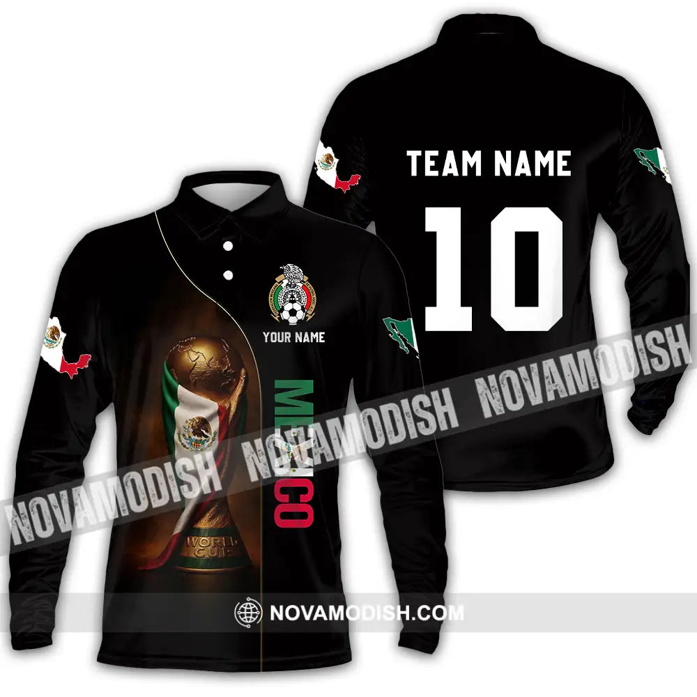 Unisex Shirt - Custom Mexico World Cup 3D Shirt Long Sleeve Polo / S T-shirt