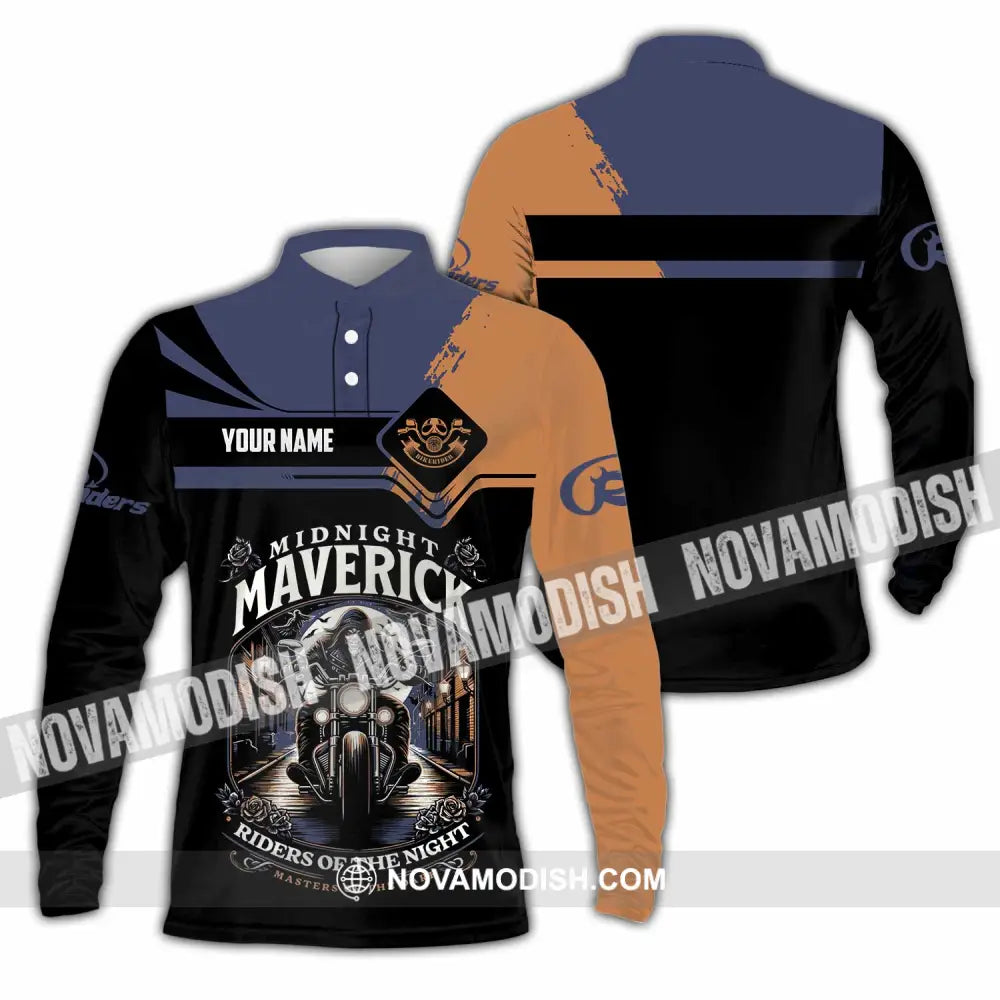 Unisex Shirt - Custom Midnight Maverick Riders Of The Night Shirt Long Sleeve Polo / S T-shirt