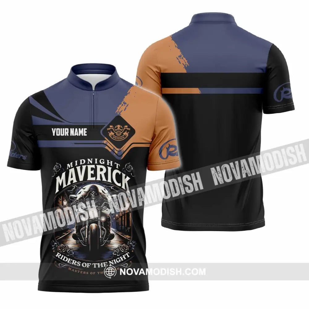 Unisex Shirt - Custom Midnight Maverick Riders Of The Night Shirt Zipper Polo Shirt / S T-shirt