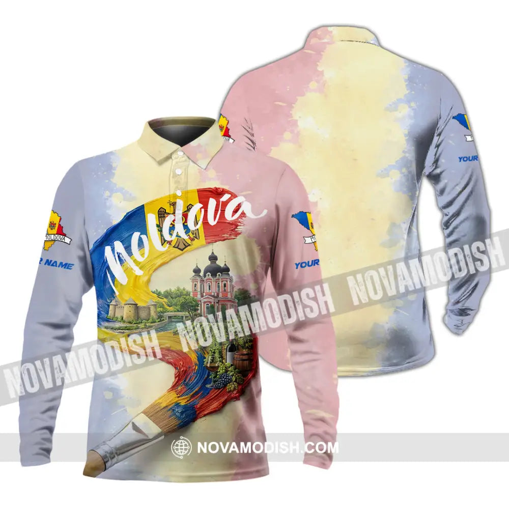 Unisex Shirt - Custom Moldova Shirt - Long Sleeve Polo / S - T-shirt