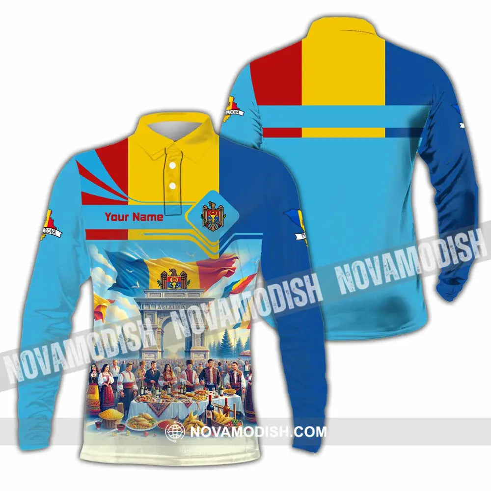 Unisex Shirt - Custom Moldova Shirt - Long Sleeve Polo / S - T-shirt