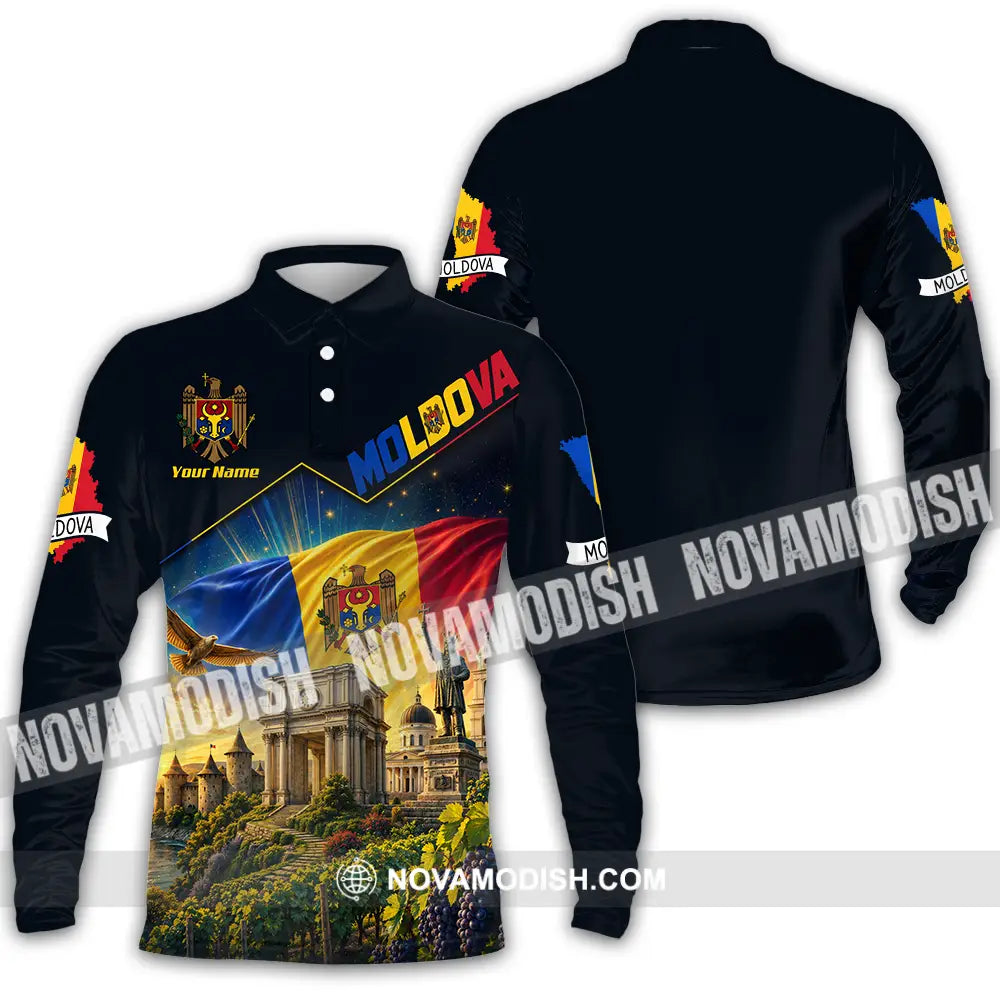 Unisex Shirt - Custom Moldova Shirt - Long Sleeve Polo / S - T-shirt