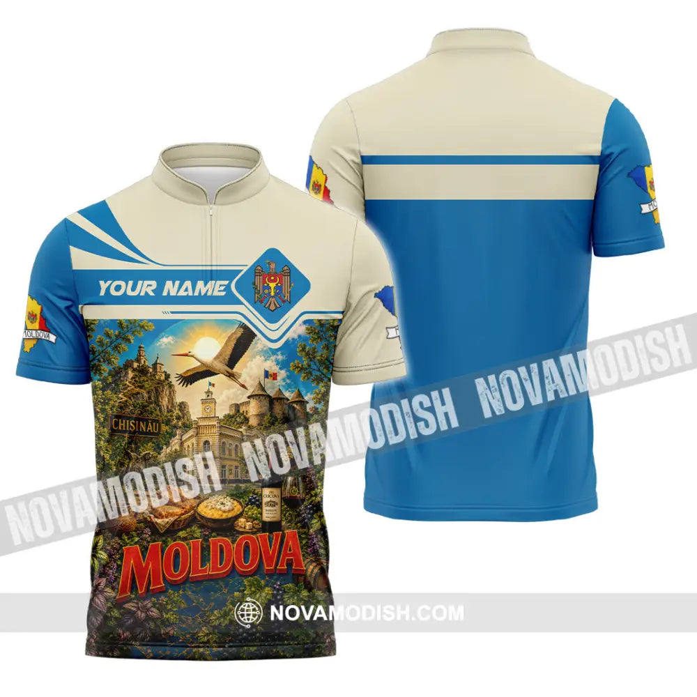 Unisex Shirt - Custom Moldova Shirt - Zipper Polo Shirt / S - T-shirt