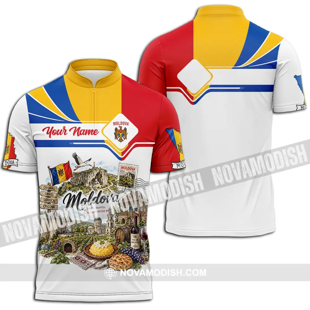 Unisex Shirt - Custom Moldova Shirt - Zipper Polo Shirt / S - T-shirt