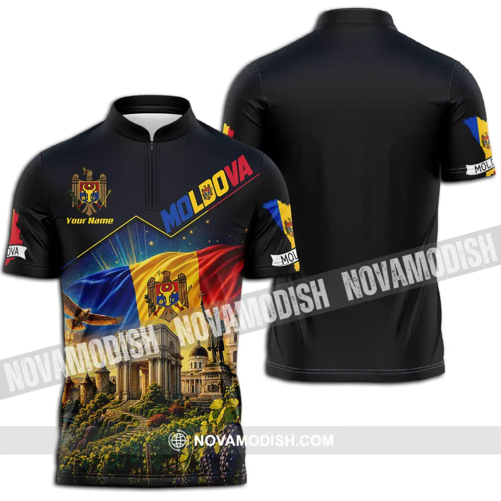 Unisex Shirt - Custom Moldova Shirt - Zipper Polo Shirt / S - T-shirt