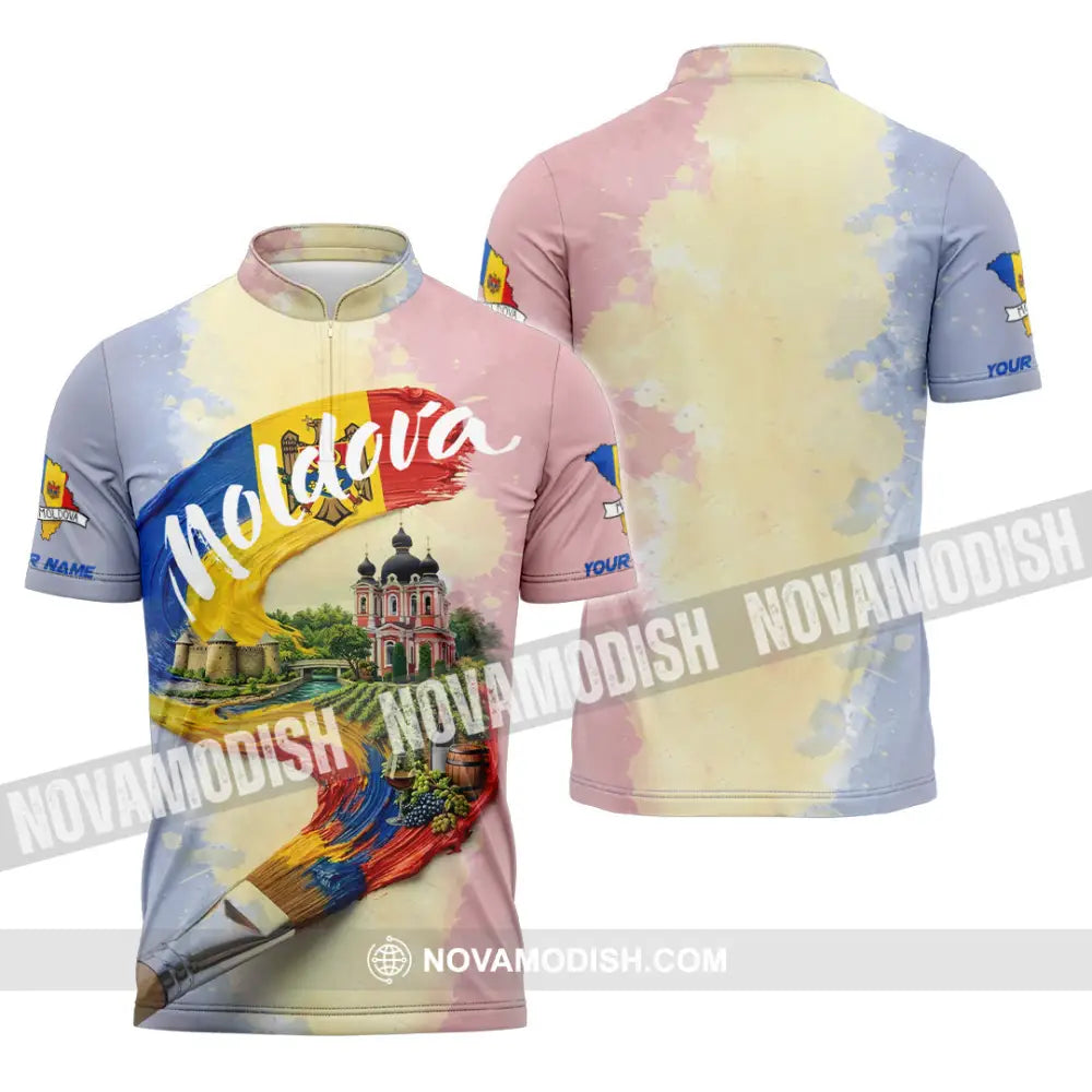 Unisex Shirt - Custom Moldova Shirt - Zipper Polo Shirt / S - T-shirt