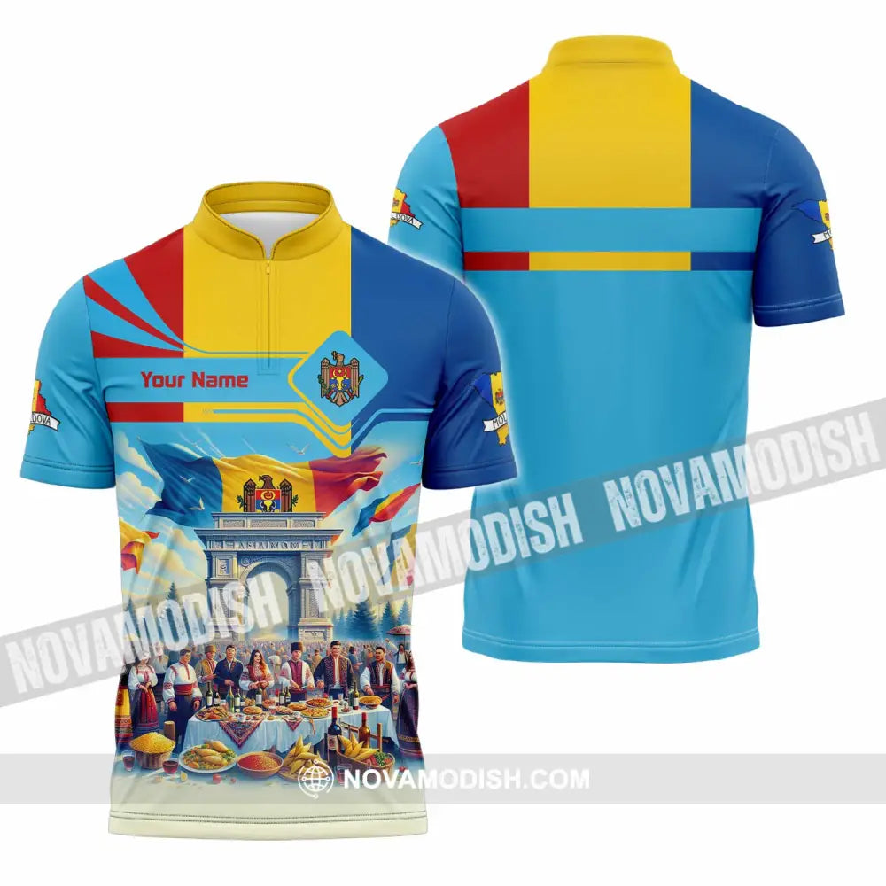 Unisex Shirt - Custom Moldova Shirt - Zipper Polo Shirt / S - T-shirt