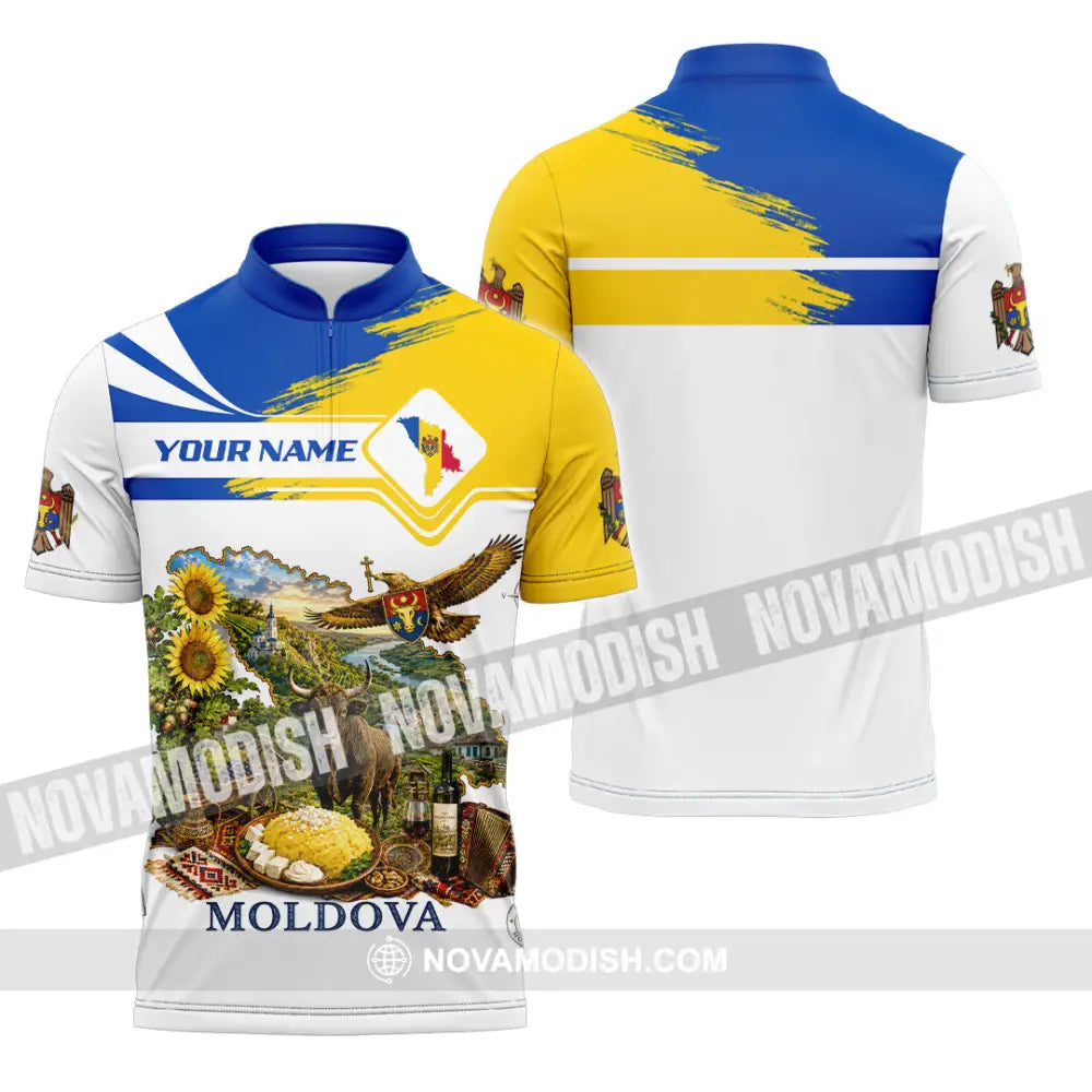 Unisex Shirt - Custom Moldova Shirt - Zipper Polo Shirt / S - T-shirt