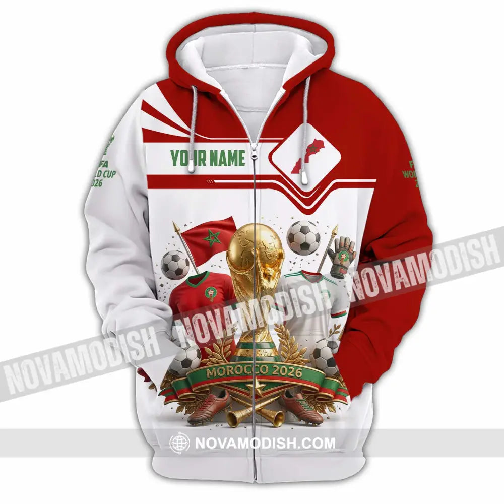 Unisex Shirt - Custom Morocco World Cup 2026 3D Shirt - Zipper Hoodie / S - T-shirt