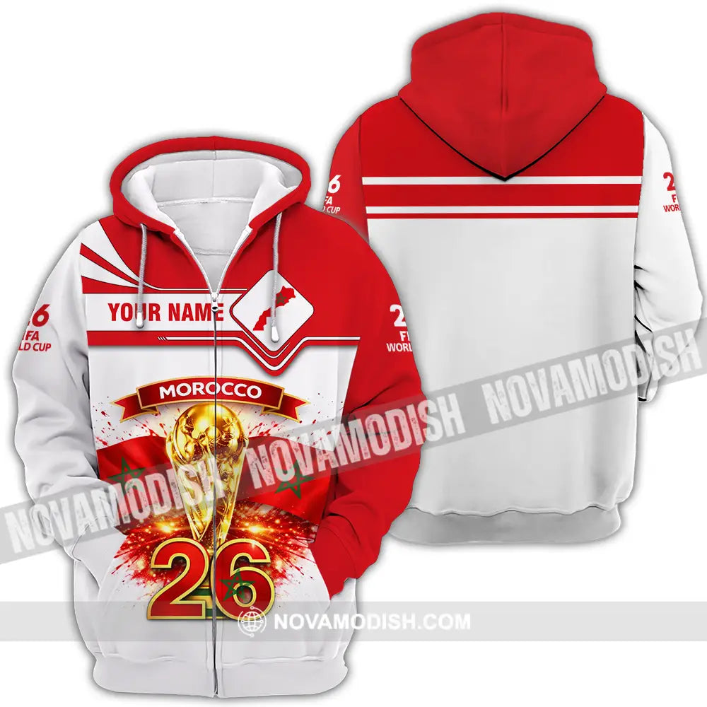 Unisex Shirt - Custom Morocco World Cup 2026 3D Shirt - Zipper Hoodie / S - T-shirt