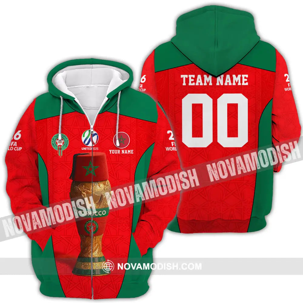 Unisex Shirt - Custom Morocco World Cup 2026 3D Shirt - Zipper Hoodie / S - T-shirt