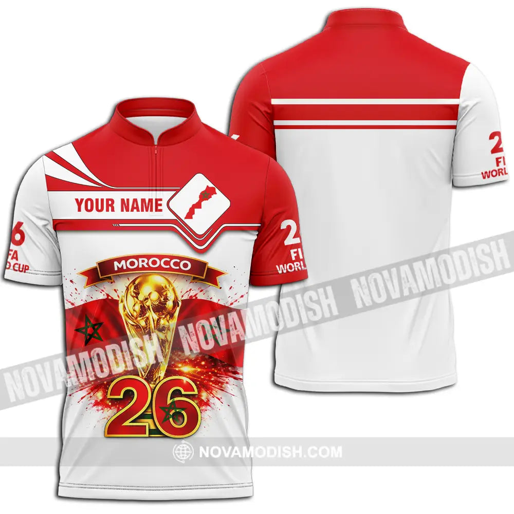 Unisex Shirt - Custom Morocco World Cup 2026 3D Shirt - Zipper Polo Shirt / S - T-shirt