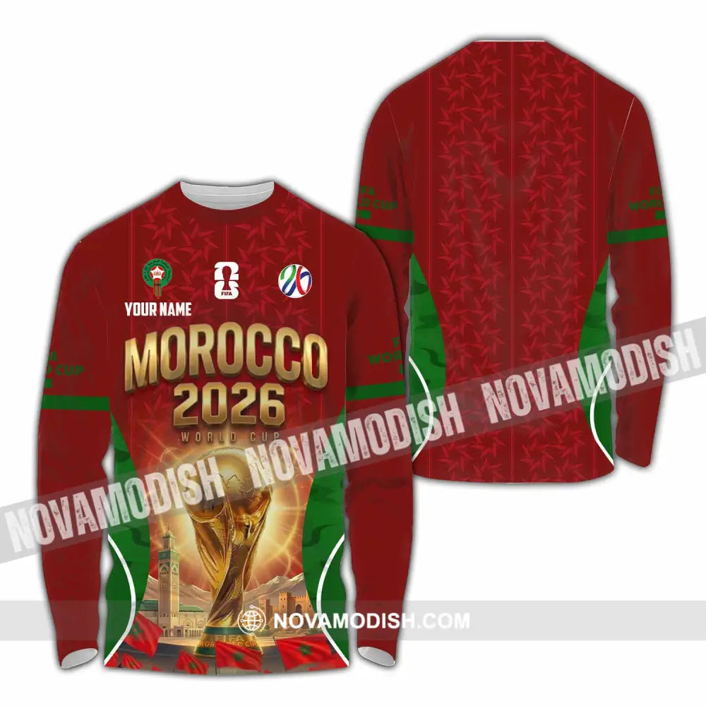 Unisex Shirt - Custom Morocco World Cup 2026 Shirt - Long Sleeve Shirt / S - T-shirt