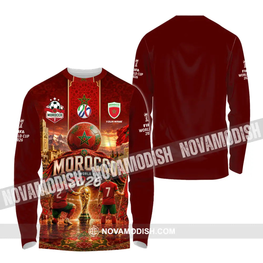 Unisex Shirt - Custom Morocco World Cup 2026 Shirt - Long Sleeve Shirt / S - T-shirt