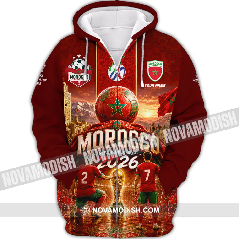 Unisex Shirt - Custom Morocco World Cup 2026 Shirt - Zipper Hoodie / S - T-shirt