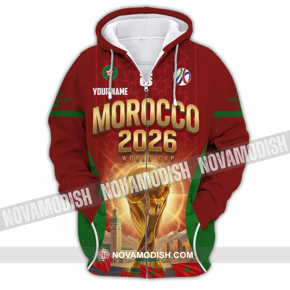 Unisex Shirt - Custom Morocco World Cup 2026 Shirt - Zipper Hoodie / S - T-shirt