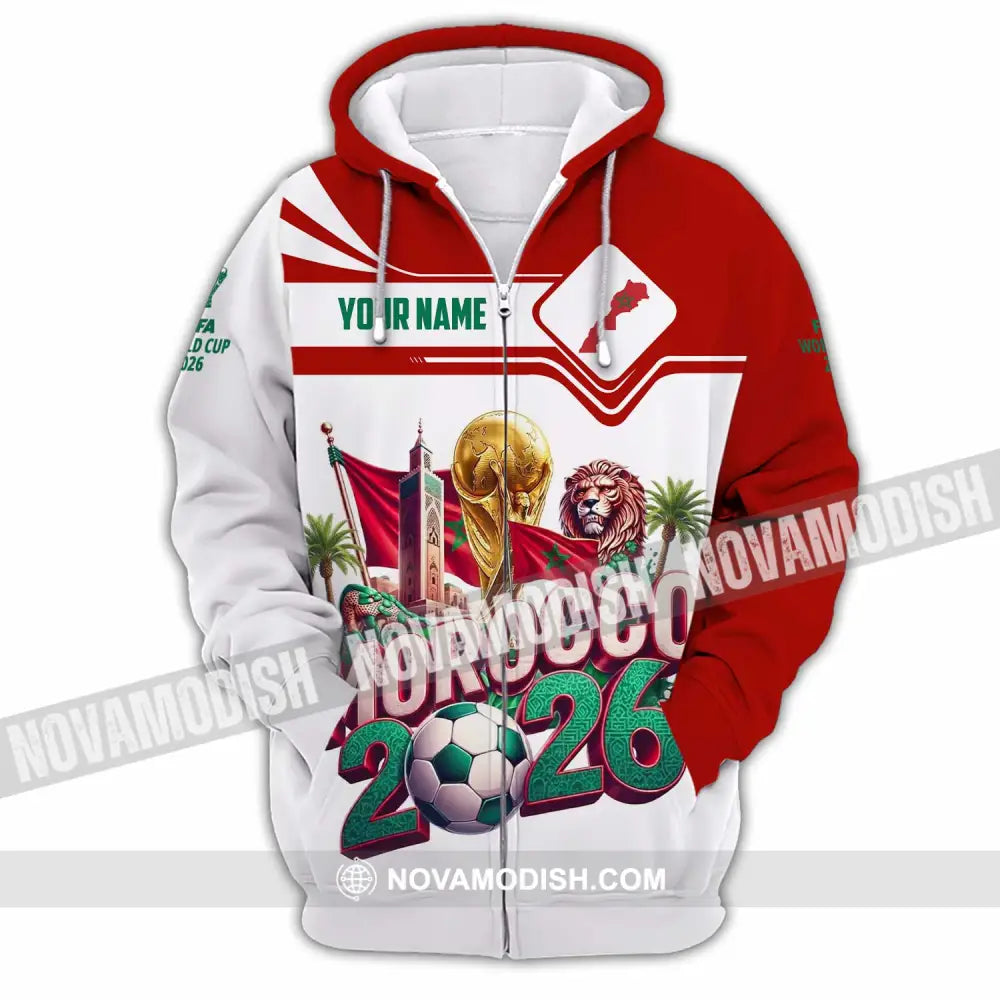 Unisex Shirt - Custom Morocco World Cup 2026 Shirt - Zipper Hoodie / S - T-shirt