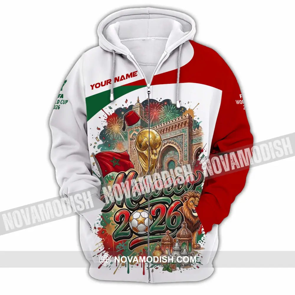 Unisex Shirt - Custom Morocco World Cup 2026 Shirt - Zipper Hoodie / S - T-shirt