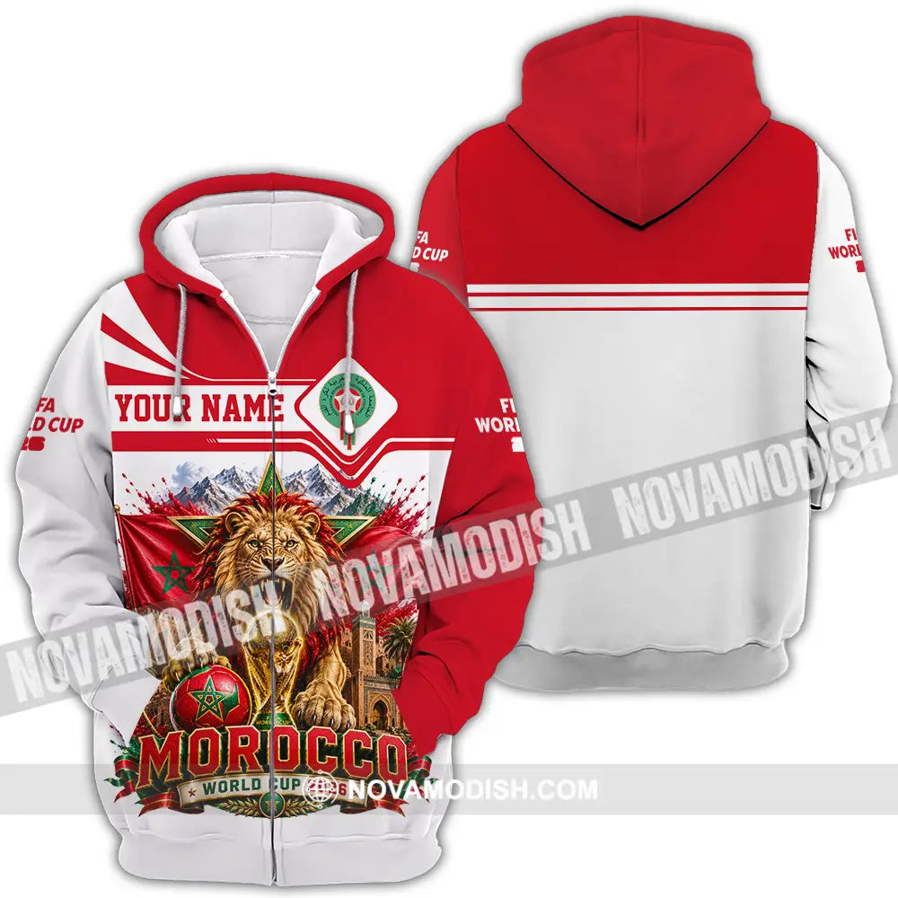 Unisex Shirt - Custom Morocco World Cup 2026 Shirt - Zipper Hoodie / S - T-shirt