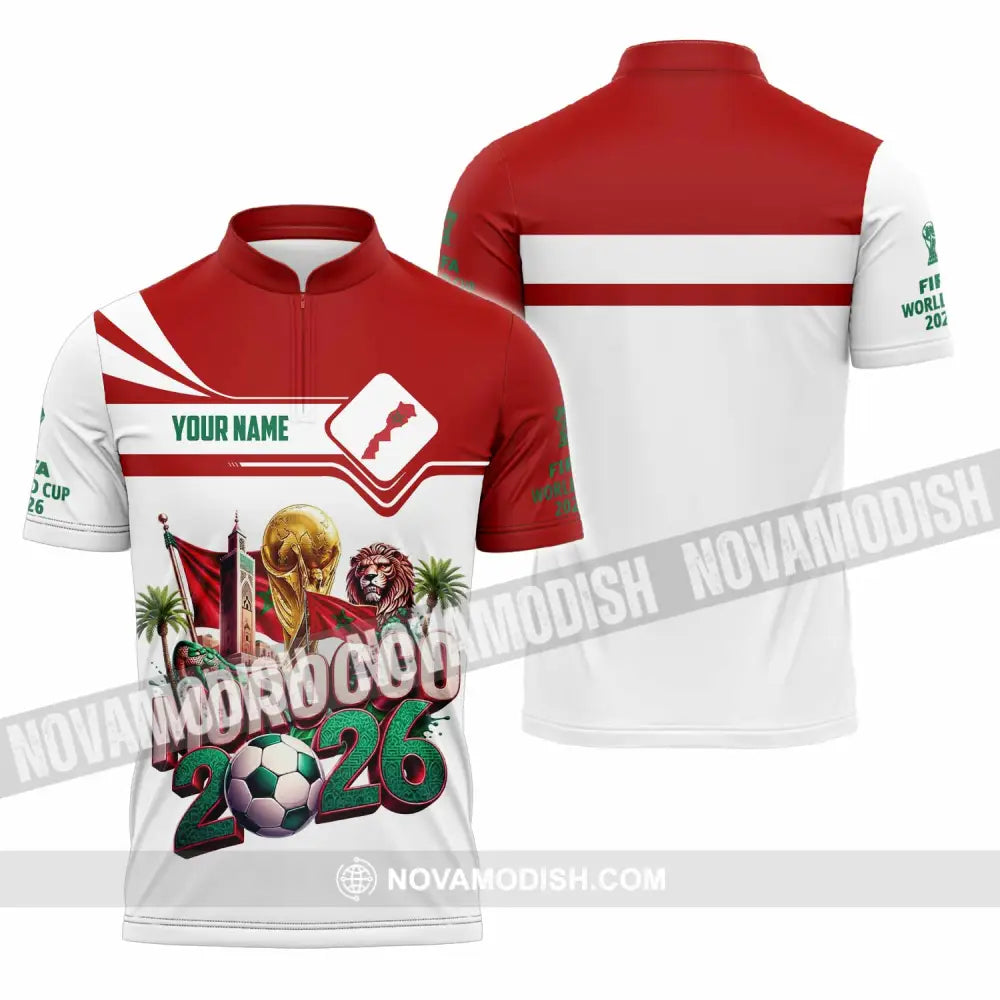 Unisex Shirt - Custom Morocco World Cup 2026 Shirt - Zipper Polo Shirt / S - T-shirt