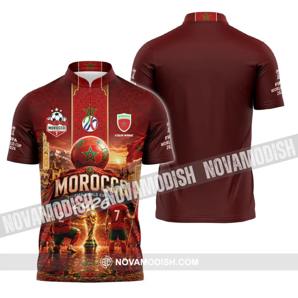 Unisex Shirt - Custom Morocco World Cup 2026 Shirt - Zipper Polo Shirt / S - T-shirt
