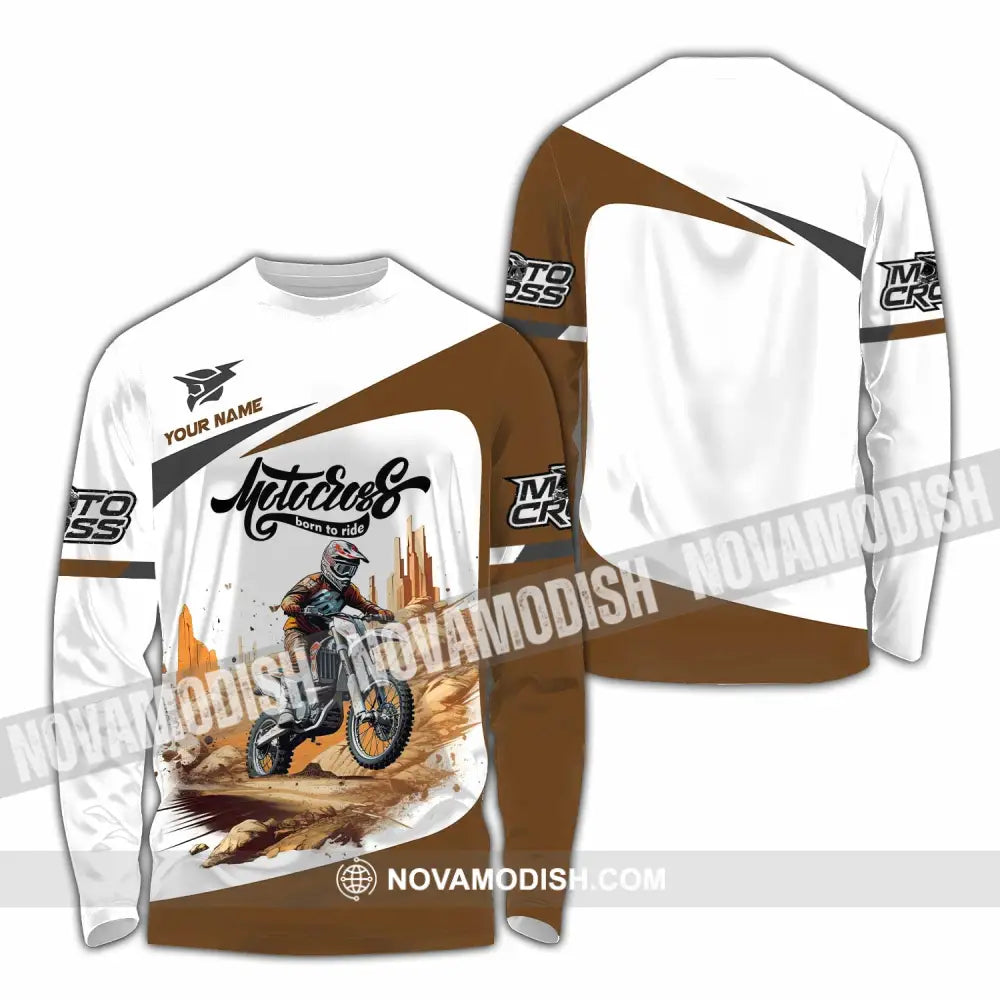 Unisex Shirt - Custom Motocross Born To Ride Shirt Long Sleeve Shirt / S T-shirt