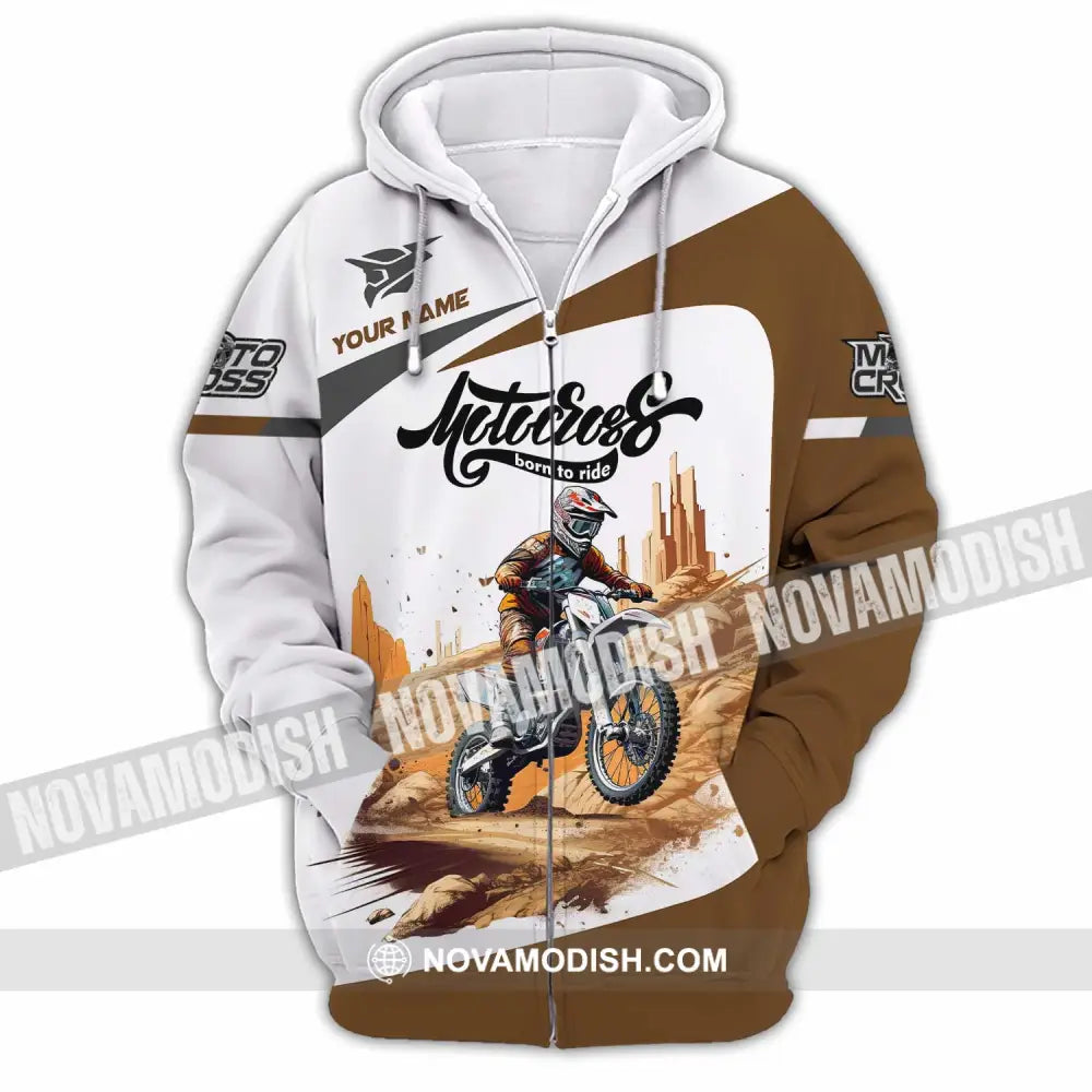Unisex Shirt - Custom Motocross Born To Ride Shirt Zipper Hoodie / S T-shirt