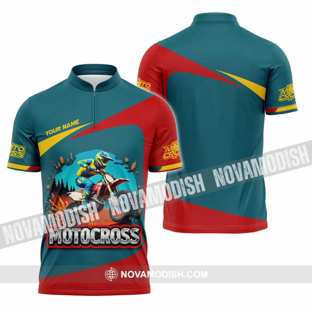 Unisex Shirt - Custom Motocross Shirt Zipper Polo Shirt / S T-shirt