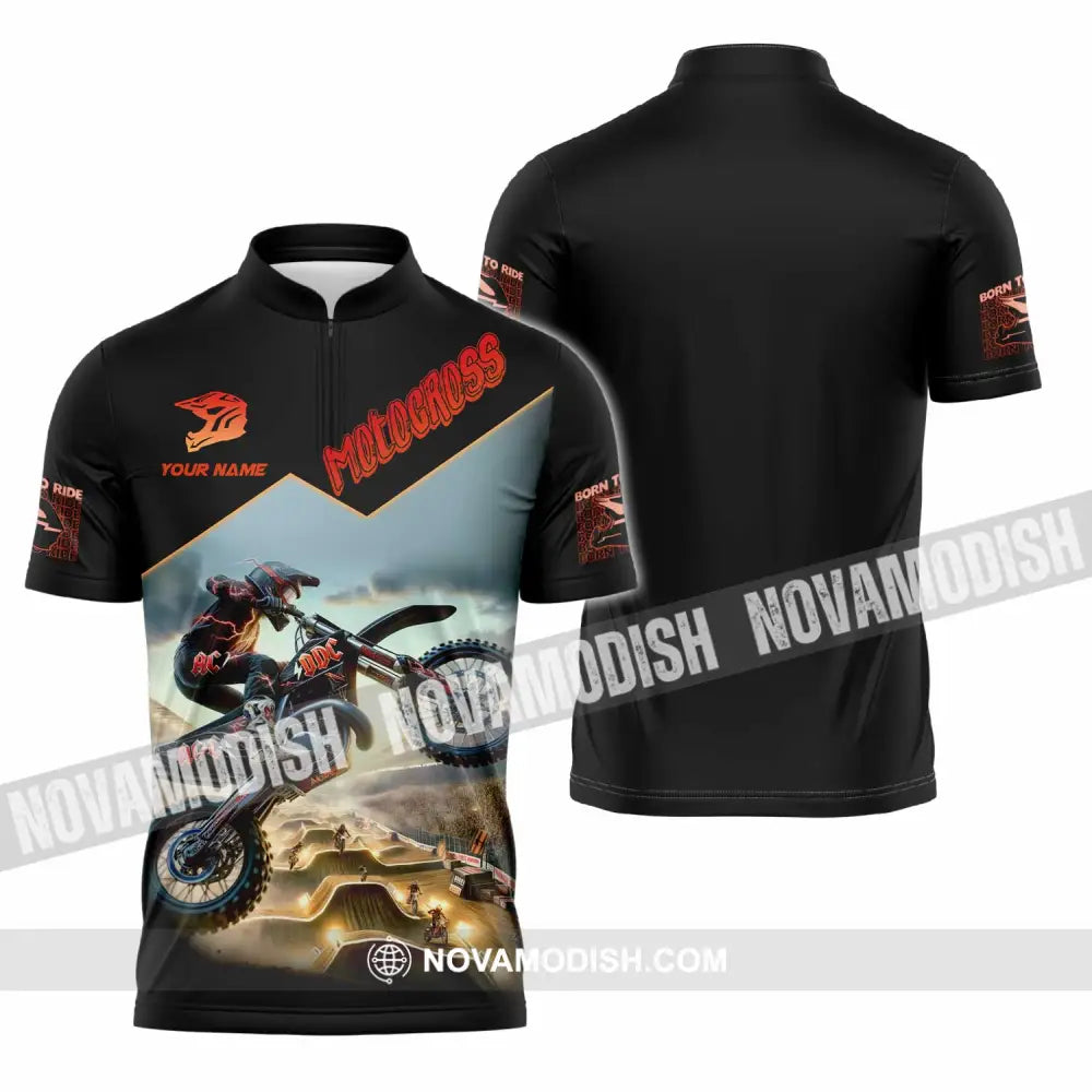 Unisex Shirt - Custom Motocross Shirt Zipper Polo Shirt / S T-shirt