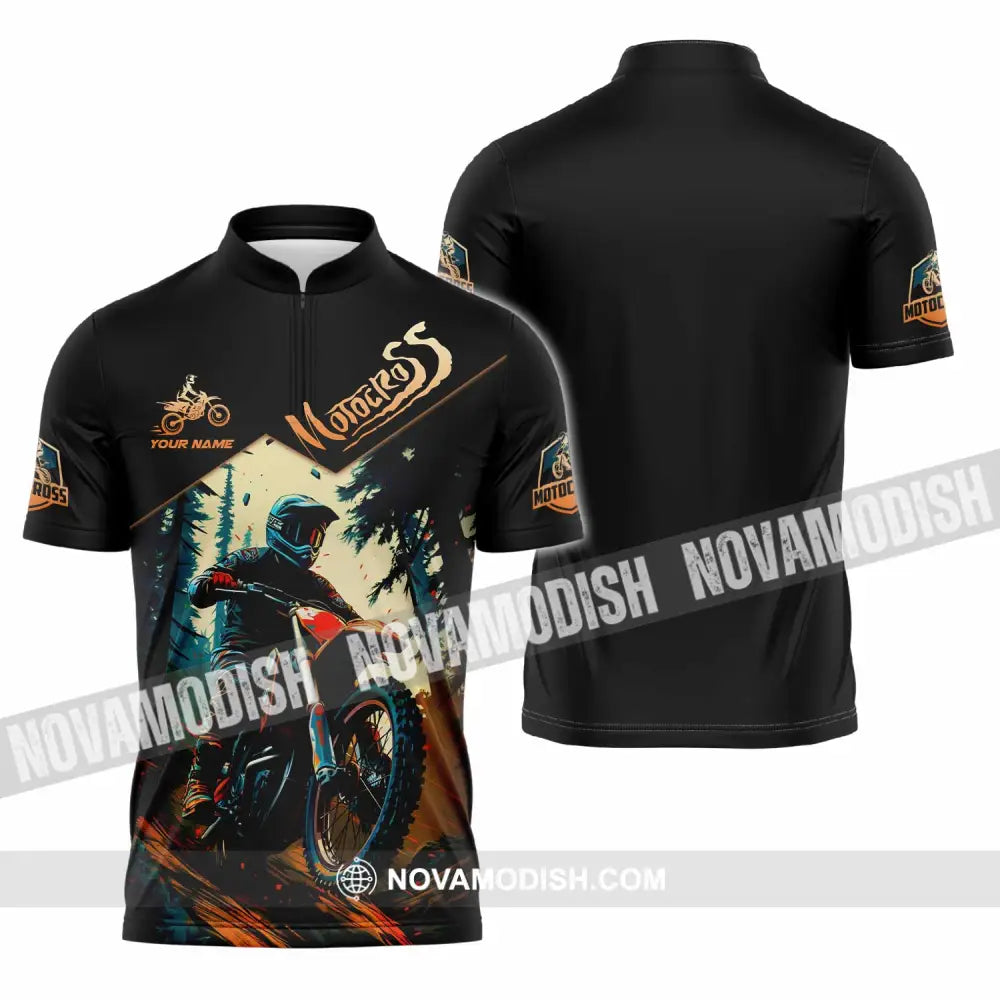Unisex Shirt - Custom Motocross Shirt Zipper Polo Shirt / S T-shirt
