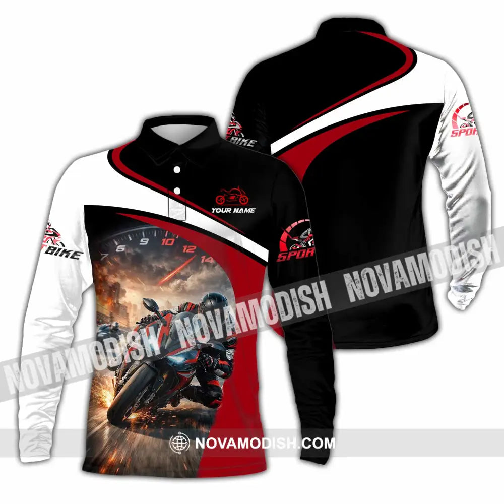 Unisex Shirt - Custom Motorbike Shirt - Long Sleeve Polo / S - T-shirt